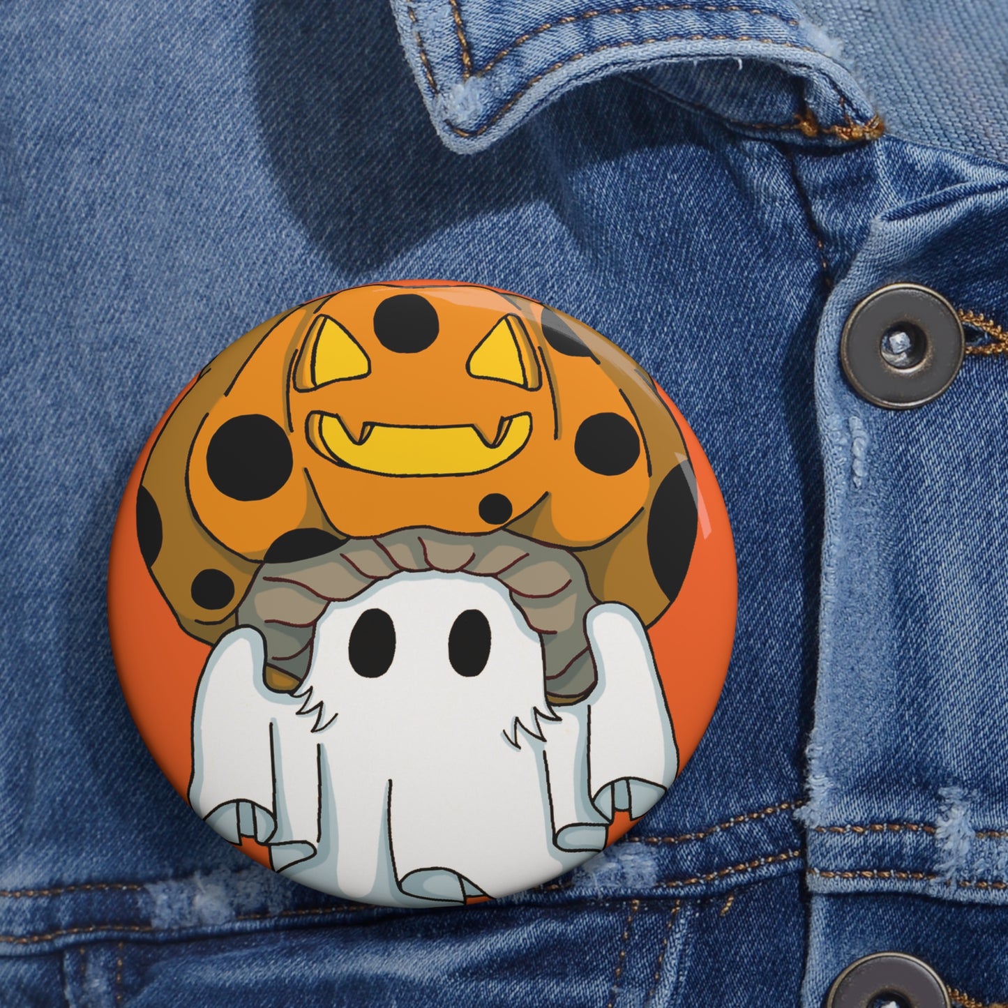 Captain AFAB - Kitty Jack-O-Lantern Ghost Pin Button