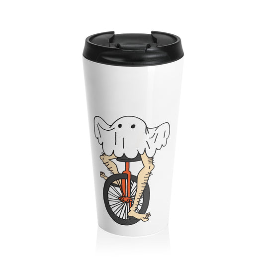 Captain AFAB - Leggy Ghost Unicycle Stainless Steel Travel Mug