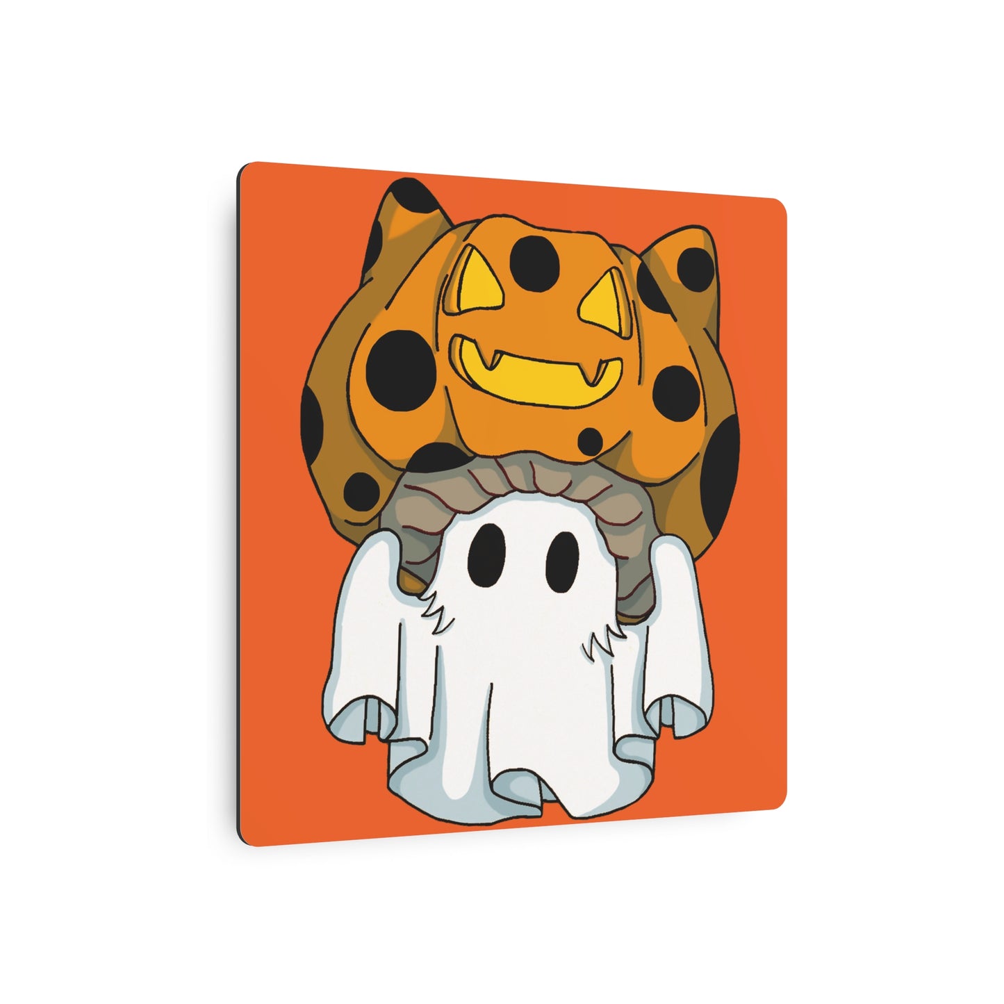 Captain AFAB - Kitty Jack-O-Lantern Ghost Metal Art Sign