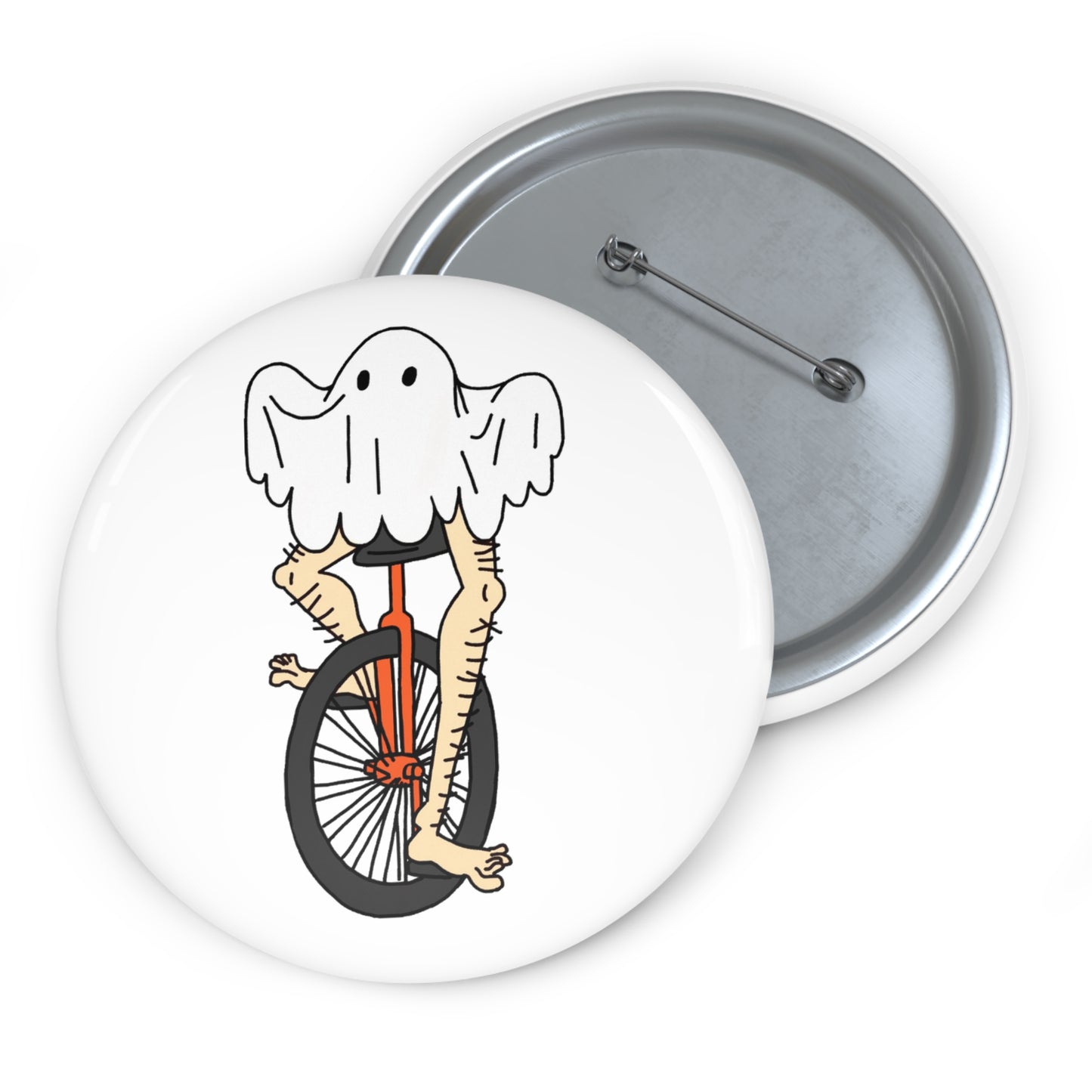 Captain AFAB - Leggy Ghost Unicycle Pin Button