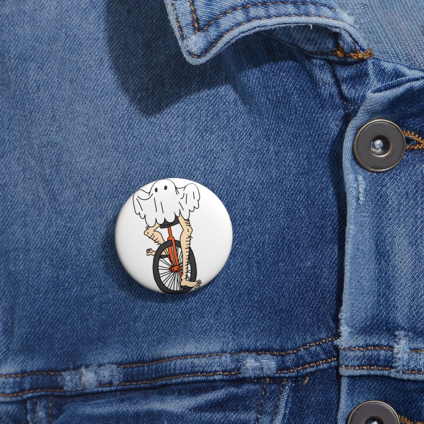 Captain AFAB - Leggy Ghost Unicycle Pin Button