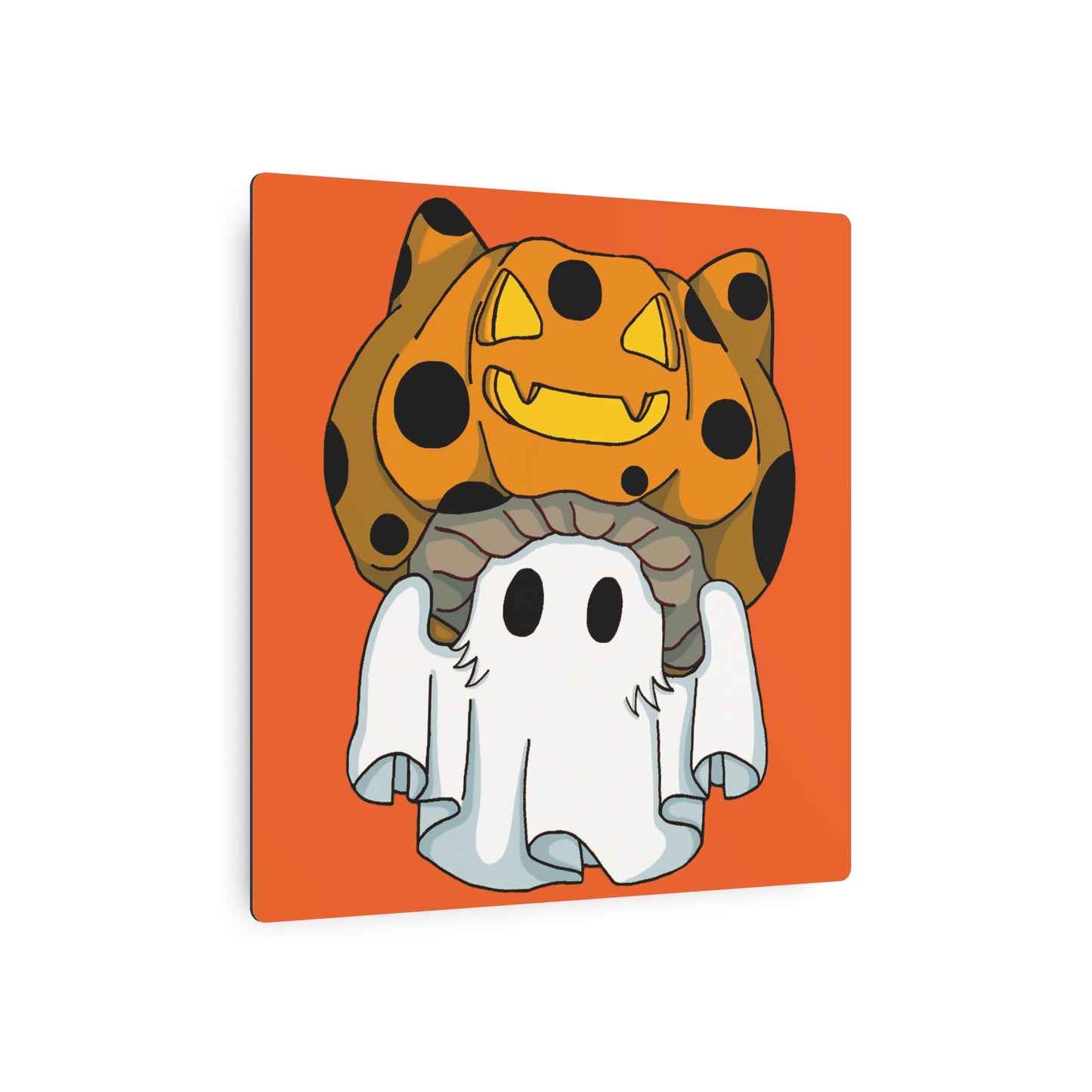 Captain AFAB - Kitty Jack-O-Lantern Ghost Metal Art Sign