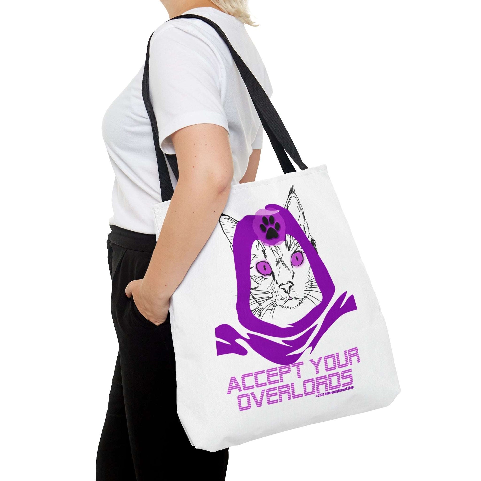 Accept Your Overlords Tote Bag - Cat Cult Feline Priest Kitty - Differently Normal