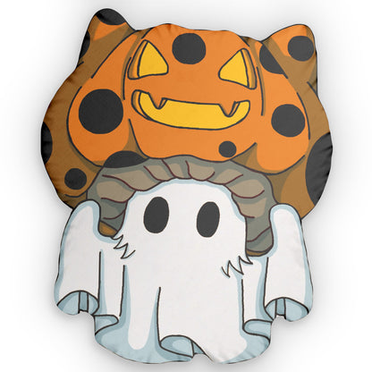 Captain AFAB - Kitty Jack-O-Lantern Ghost Shaped Pillow