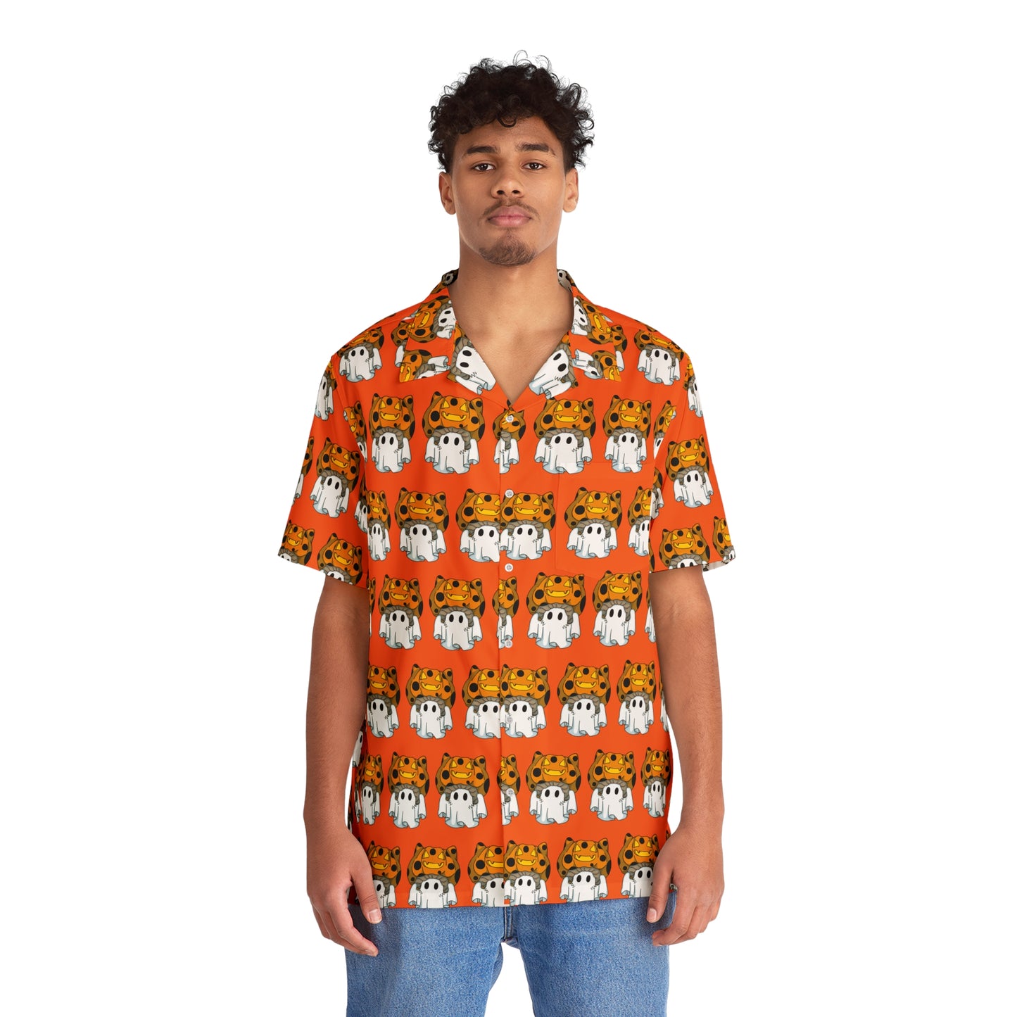 Captain AFAB - Kitty Jack-O-Lantern Ghost Hawaiian Shirt