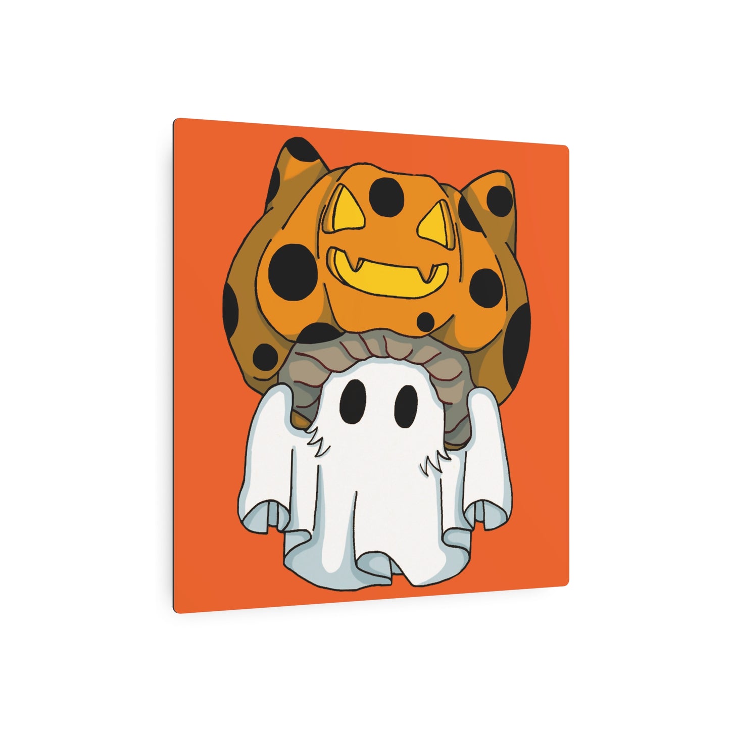 Captain AFAB - Kitty Jack-O-Lantern Ghost Metal Art Sign