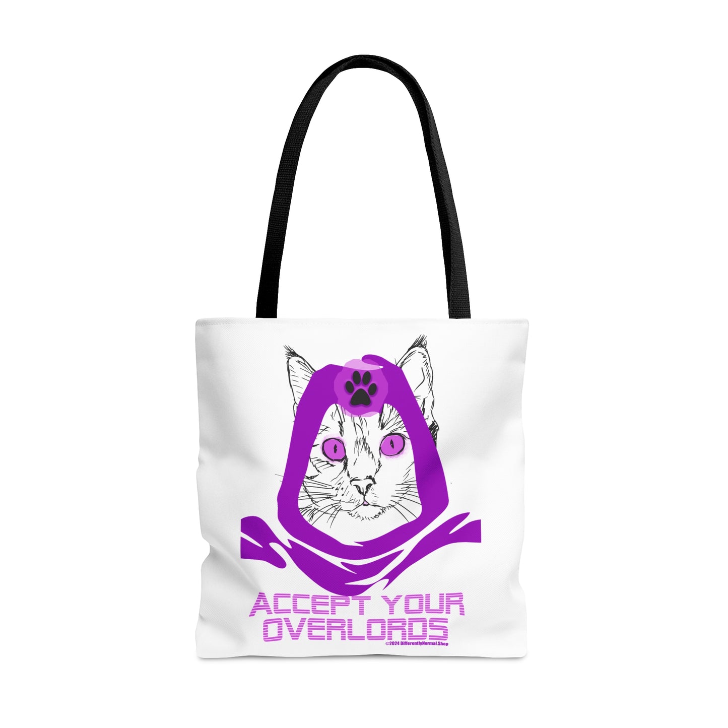 Accept Your Overlords Tote Bag - Cat Cult Feline Priest Kitty - Differently Normal