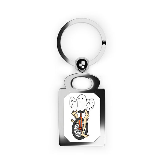 Captain AFAB - Leggy Ghost Unicycle Rectangle Photo Keyring