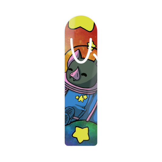 Captain AFAB - Astronaut Bat Rainbow Space Aluminum Bookmark - Powered by Wallace Print Solutions