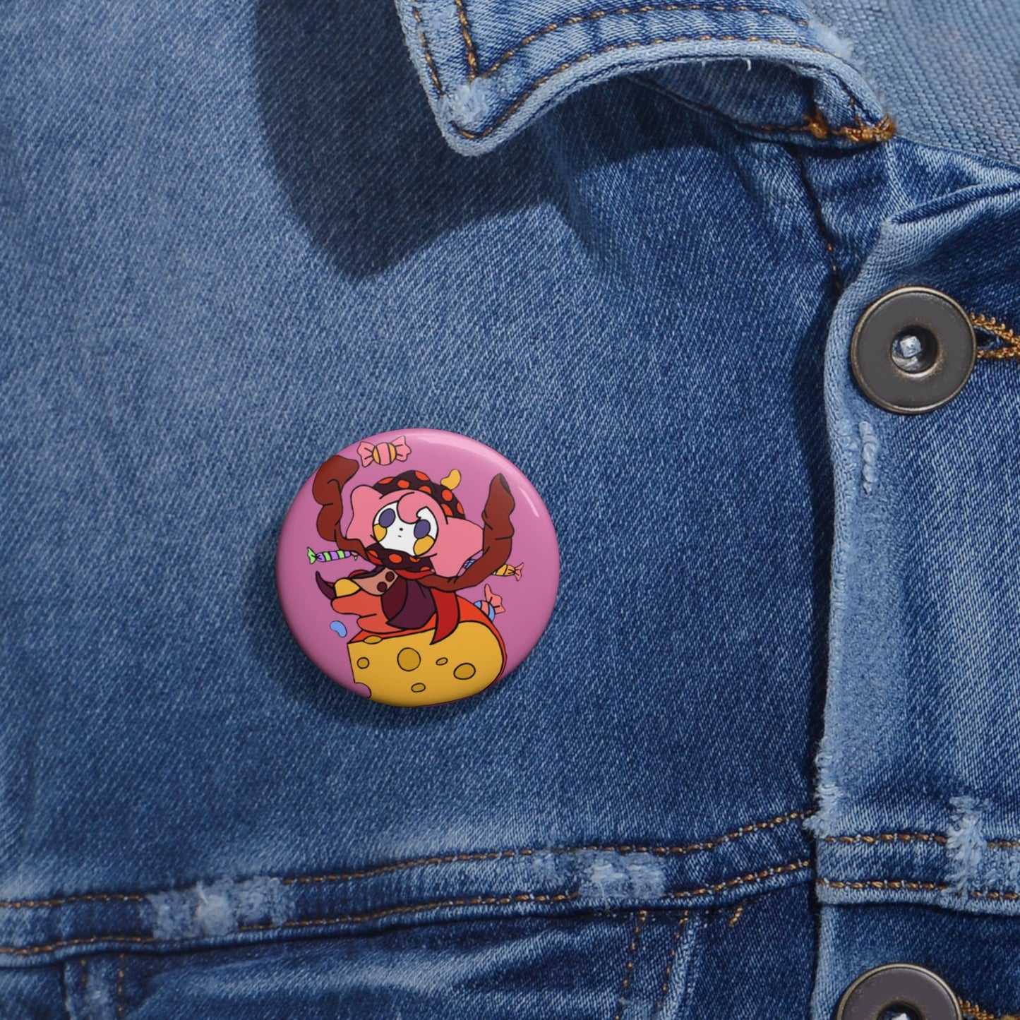 Captain AFAB - Charlotte Cheese Pin Button - Powered by Wallace Print Solutions