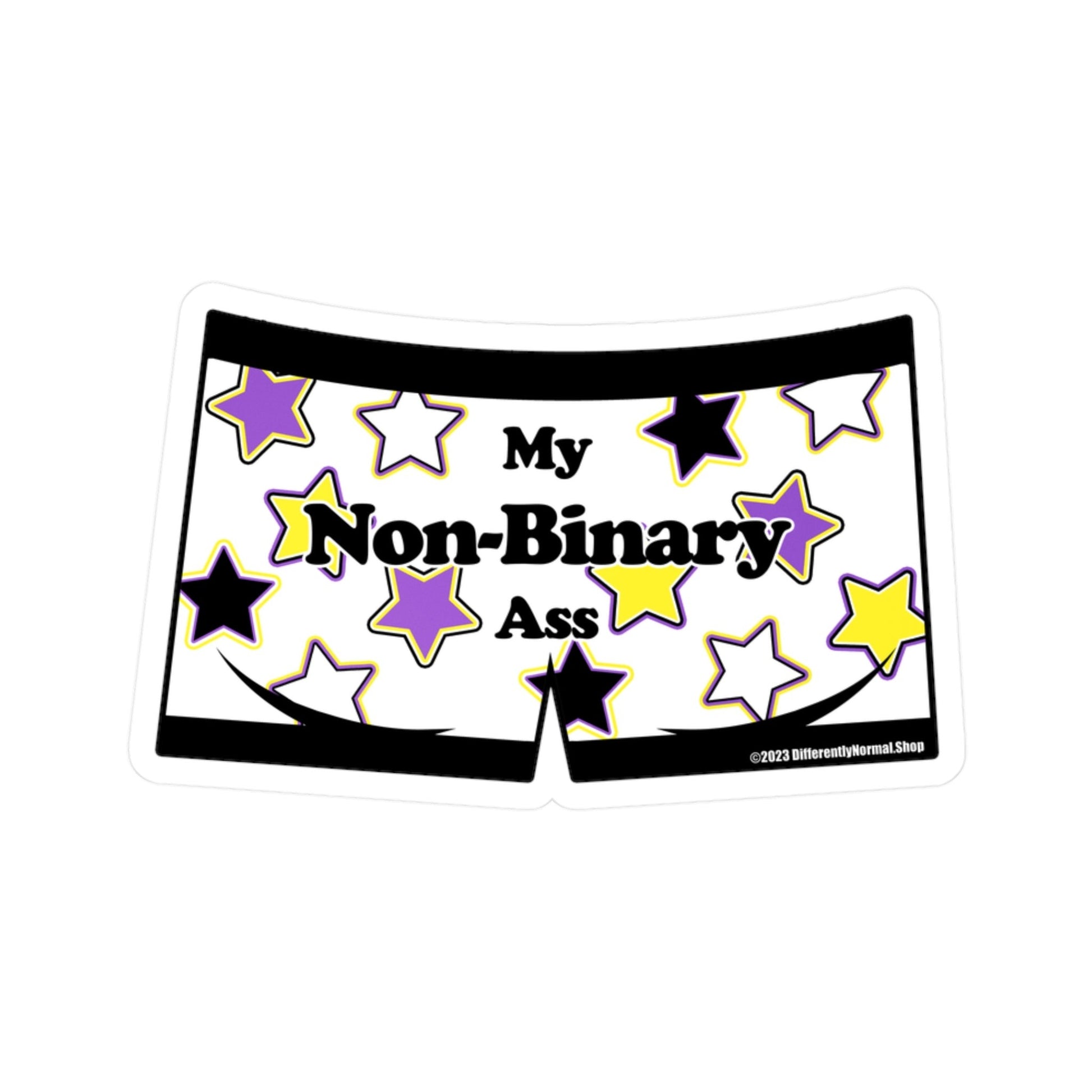 My Nonbinary Ass Boxer Brief Style Kiss - Cut Vinyl Decal - By Differently Normal - Powered by Wallace Print Solutions